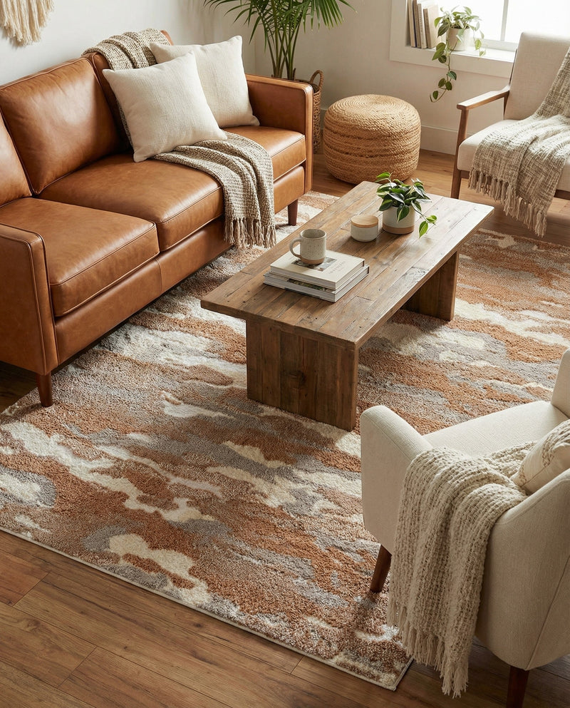 Sienna Collection Area Rug -  Veneto Rectangle Caramel and Ivory  lifestyle 39
