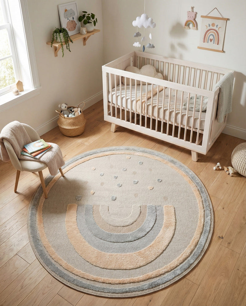 Wonder Tykes Collection Area Rug -  Frolicfield Round Multi  lifestyle 50