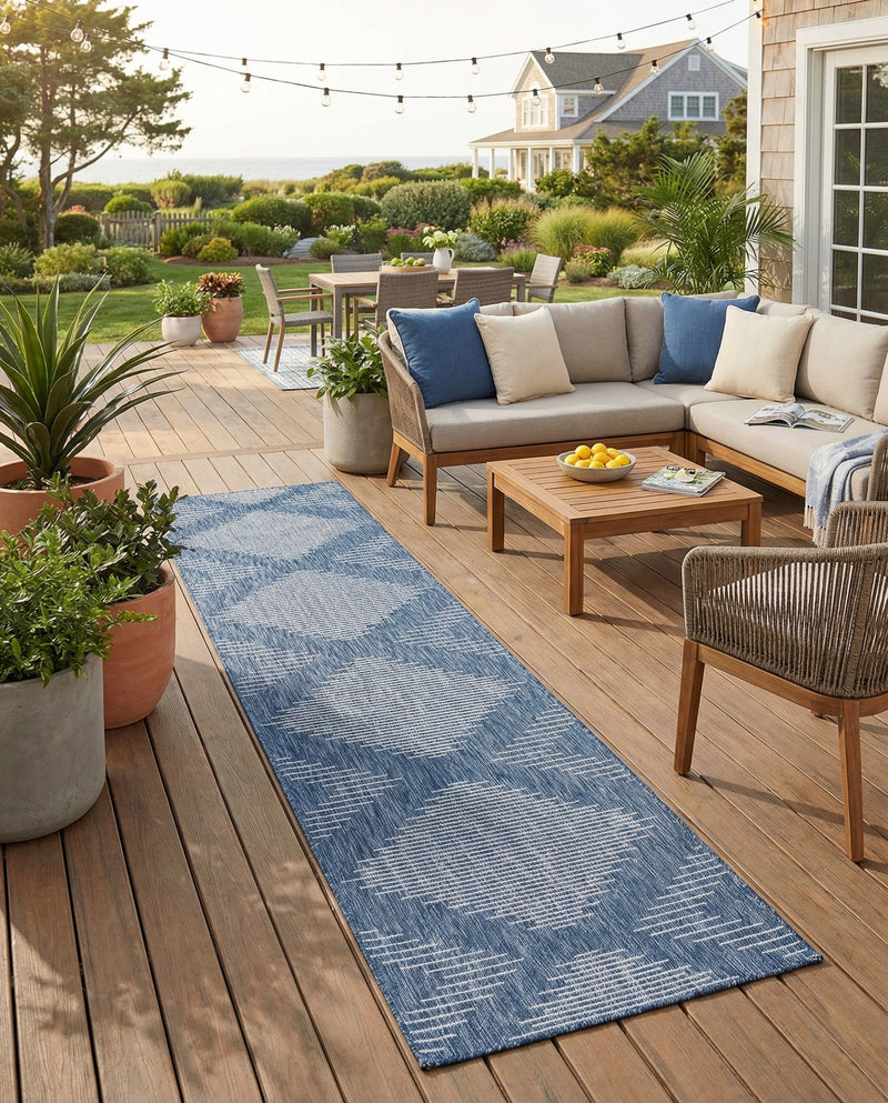 Urban Terrace Collection Area Rug -  Chelsea (Blue) Runner Blue  lifestyle 23