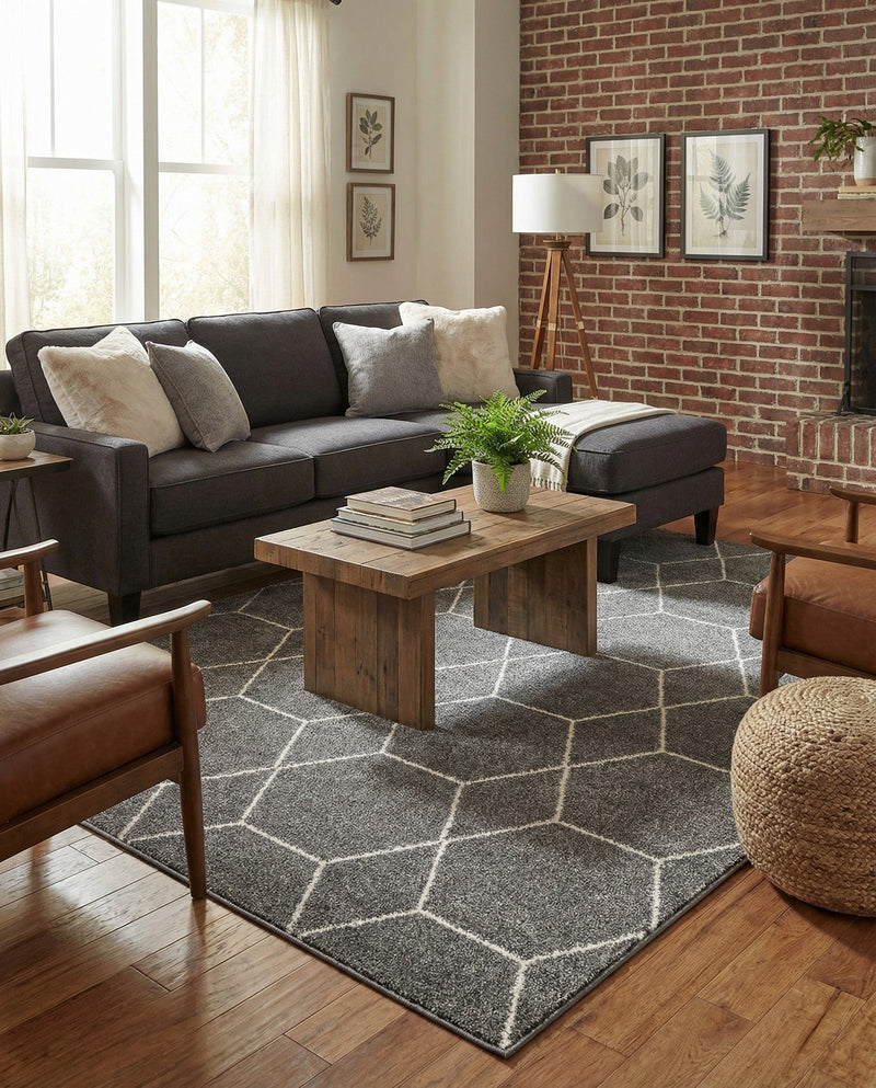 Trellis Mosaic Collection Area Rug - Arborville (Light Gray) Rectangle Light Gray  lifestyle 7