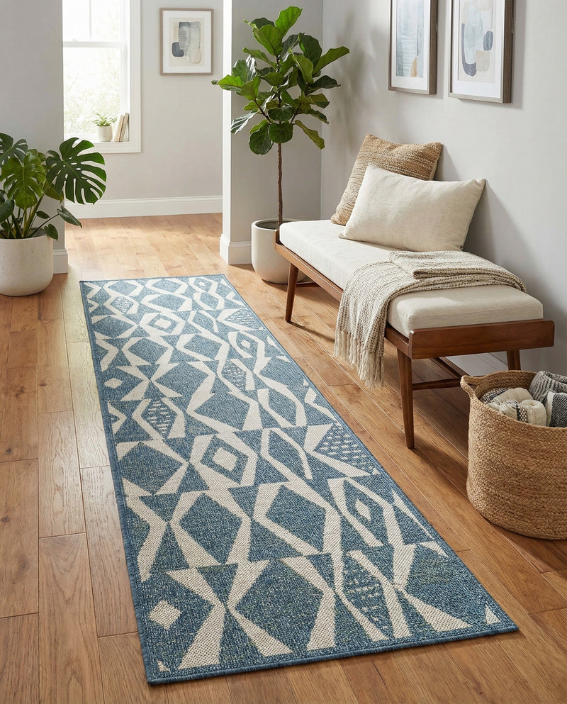 Coastal Terrace Collection Area Rug -  Tidepool Runner Blue  lifestyle 41