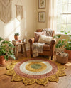 Woven Seaside Jute Collection Area Rug - Coastalhaven (Sunflower Yellow) Round Sunflower Yellow  lifestyle 8