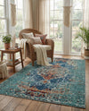 Venetian Tapestry Collection Area Rug -  Giudecca Rectangle Turquoise  lifestyle 13