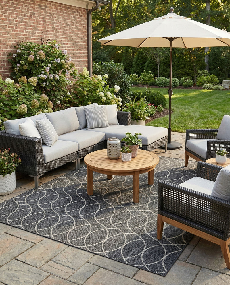Savannah Pergola Collection Area Rug -  Pavilion (Charcoal) Rectangle Charcoal  lifestyle 12