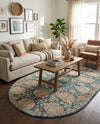 Seville Stripes Collection Area Rug -  Cordoba (Blue) Oval Blue  lifestyle 25