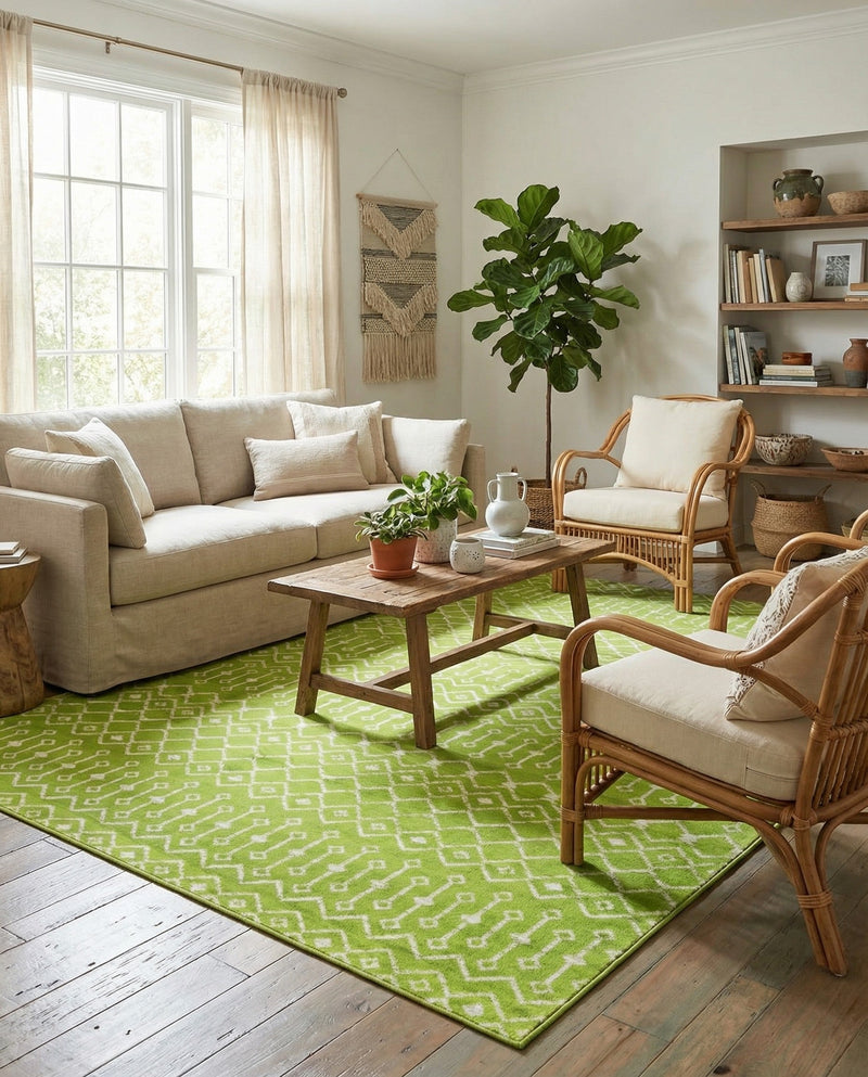 Marrakech Lattice Collection Area Rug - Medina (Green) Rectangle Green  lifestyle 4