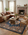 Eden Oasis Collection Area Rug -  Refuge (Blue) Square Blue  lifestyle 74