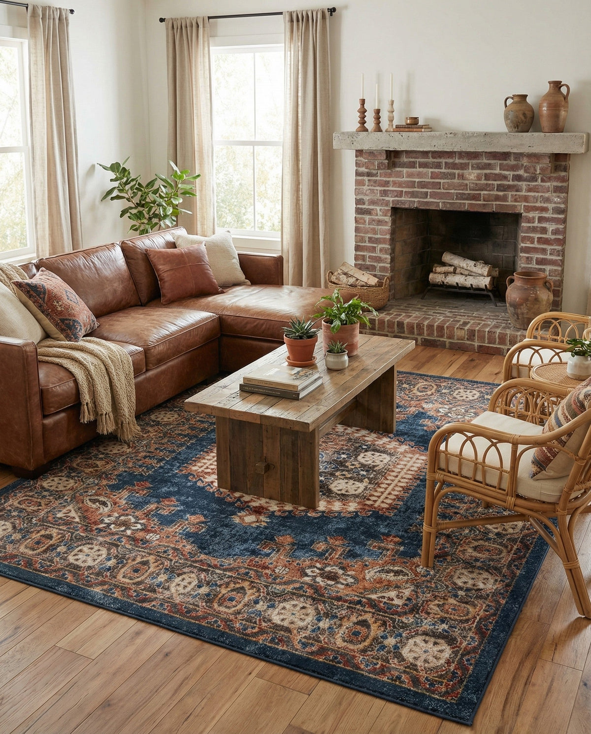 Eden Oasis Collection Area Rug -  Refuge (Blue) Square Blue  lifestyle 74