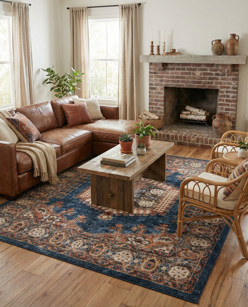 Eden Oasis Collection Area Rug -  Refuge (Blue) Square Blue  lifestyle 74