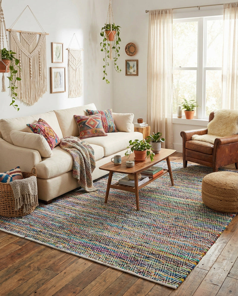 Zigzag Marina Collection Area Rug - HarborStripes Rectangle Green  lifestyle 18