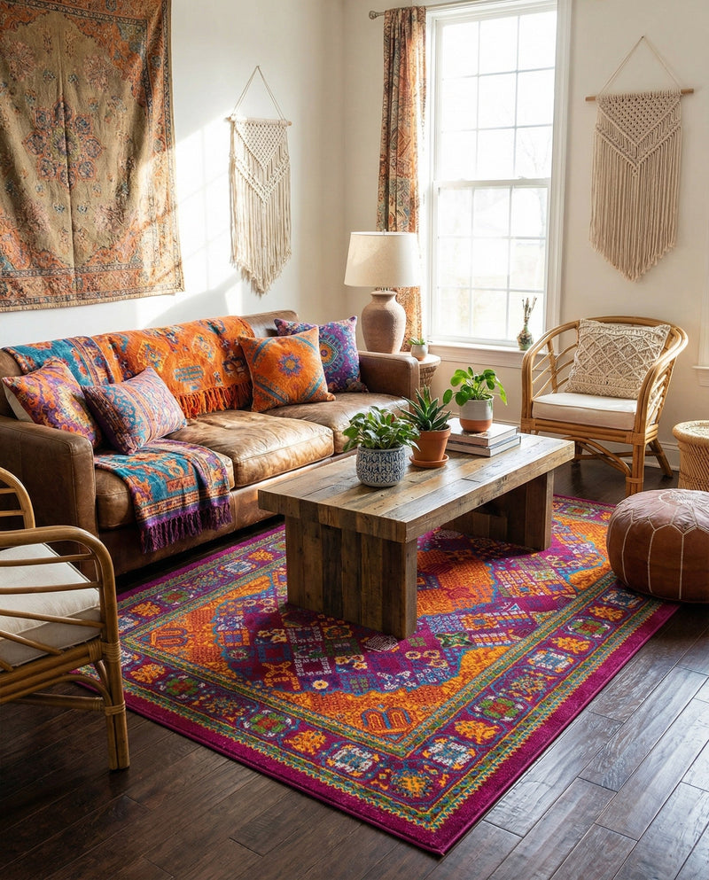Caribbean Cove Collection Area Rug -  Mustique Rectangle Fuchsia  lifestyle 49