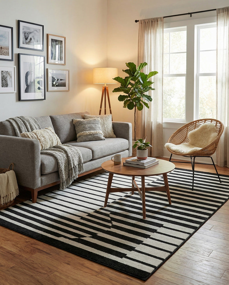 Copenhagen Edge Collection Area Rug -  Vesterbro Rectangle Black  lifestyle 40