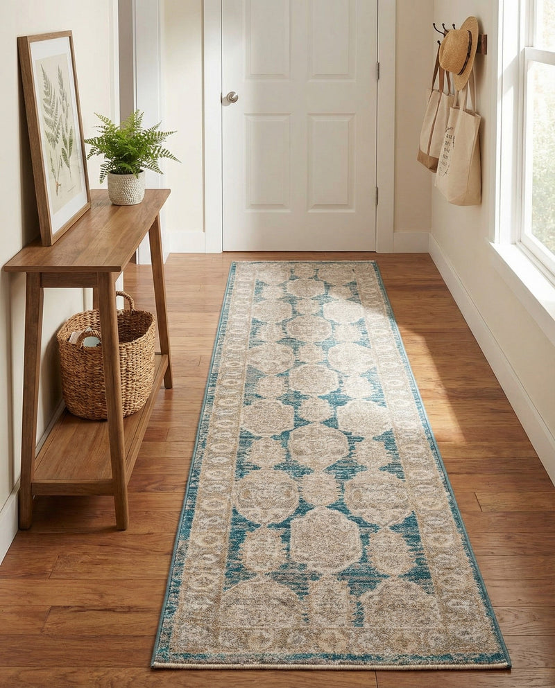 Seville Stripes Collection Area Rug -  Granada (Blue) Runner Blue  lifestyle 60