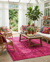 Chateau Elegance Collection Area Rug -  Louvre Rectangle Magenta  lifestyle 82