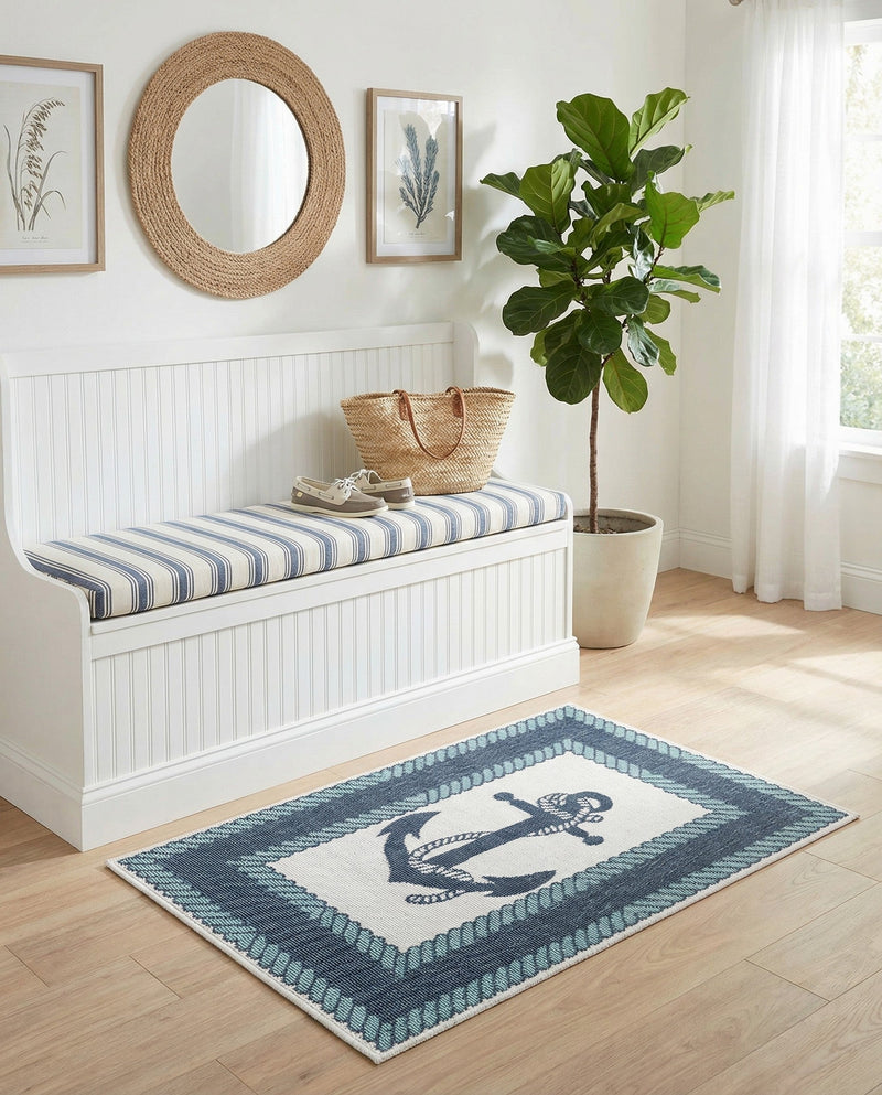 Seaside Haven Rugs Collection Area Rug -  Coralreef Rectangle Navy Blue  lifestyle 10