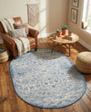 Tribal Terrace Treasures Collection Area Rug - Mayan Marina (Blue) Oval Blue  lifestyle 37