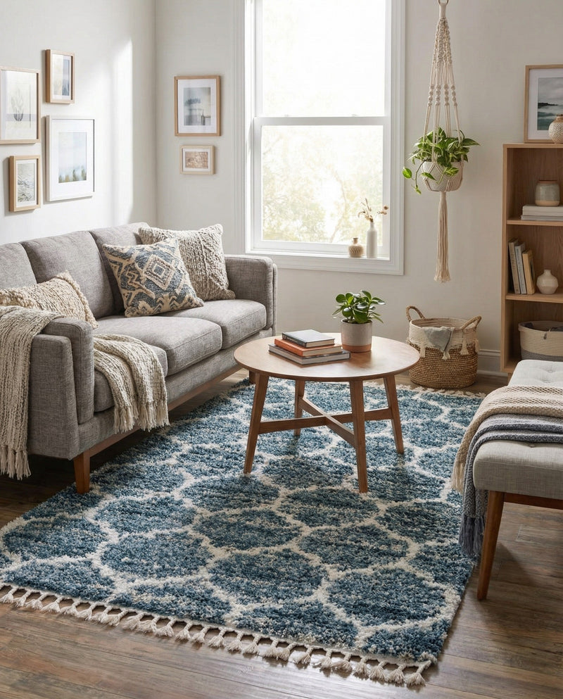 Cozy Cove Shag Collection Area Rug - Marina Rectangle Blue  lifestyle 25