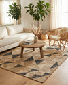 Benares Handwoven Jute Collection Area Rug -  Sarnath Rectangle Beige and Black  lifestyle 5