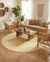 Desert Nomad Terrace Collection Area Rug - Sahara (Yellow) Round Yellow  lifestyle 32