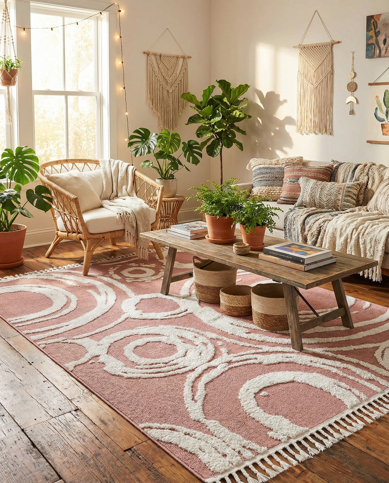 Sahara Chic Collection Area Rug -  Nubia Rectangle Pink  lifestyle 47