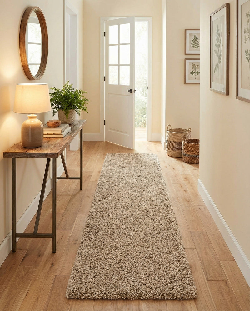 Plush Oasis Collection Area Rug - Serenity (Taupe) Runner Taupe  lifestyle 56