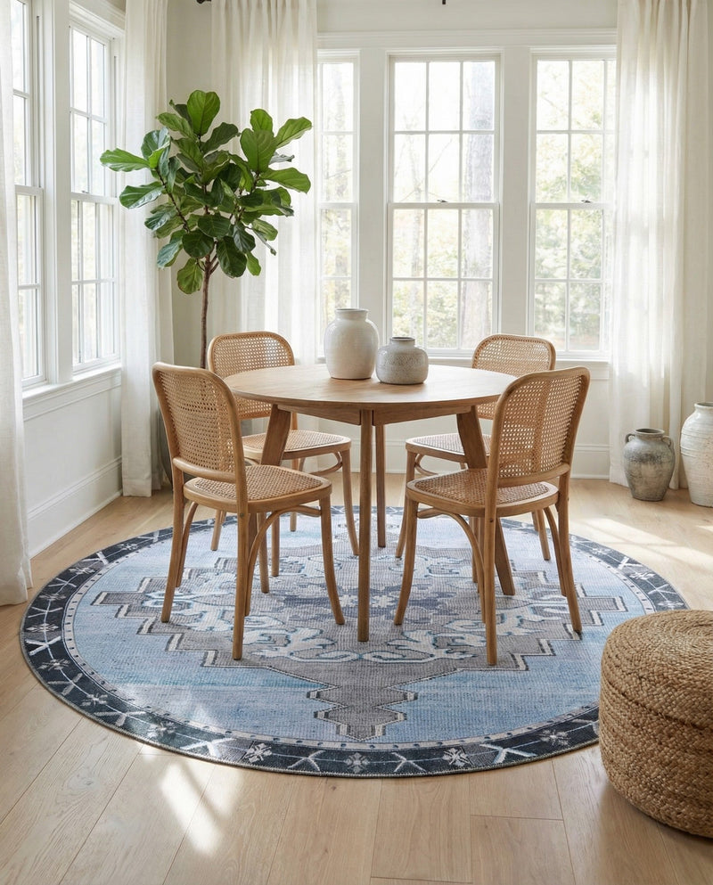 Heritage Elegance Collection Area Rug -  Winterthur (Blue Gray) Round Blue Gray  lifestyle 67