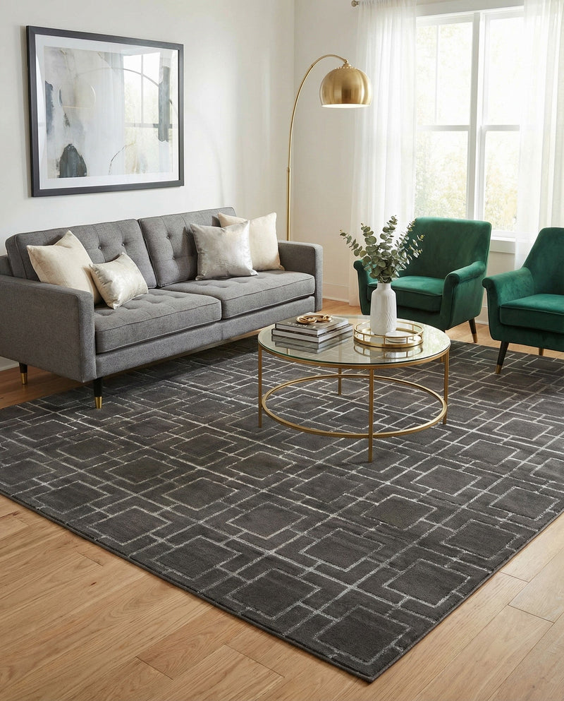 Hollywood Luxe Collection Area Rug -  Beverly (Gray Silver) Rectangle Gray Silver  lifestyle 3