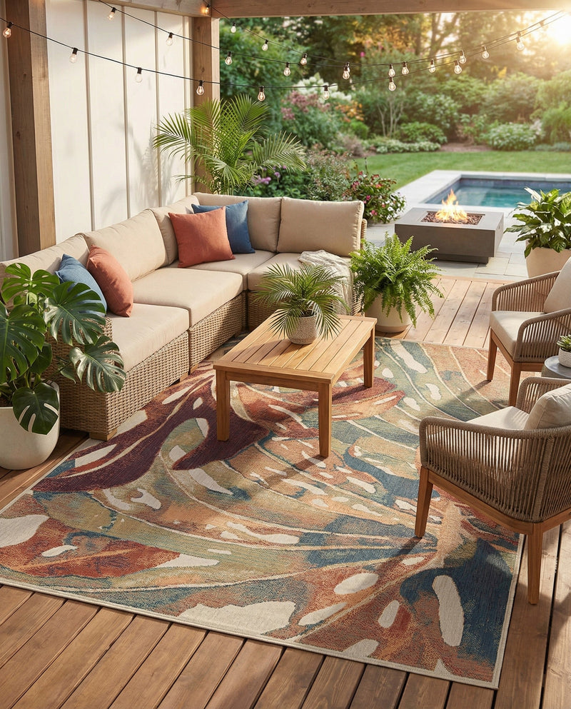Coastal Terrace Collection Area Rug -  Wavecrest Rectangle Multi  lifestyle 14