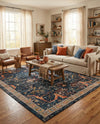 Seville Stripes Collection Area Rug -  Malaga (Navy Blue) Rectangle Navy Blue  lifestyle 11