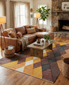 Thar Cotton Collection Area Rug -  Munnar Rectangle Brown Yellow Black  lifestyle 3