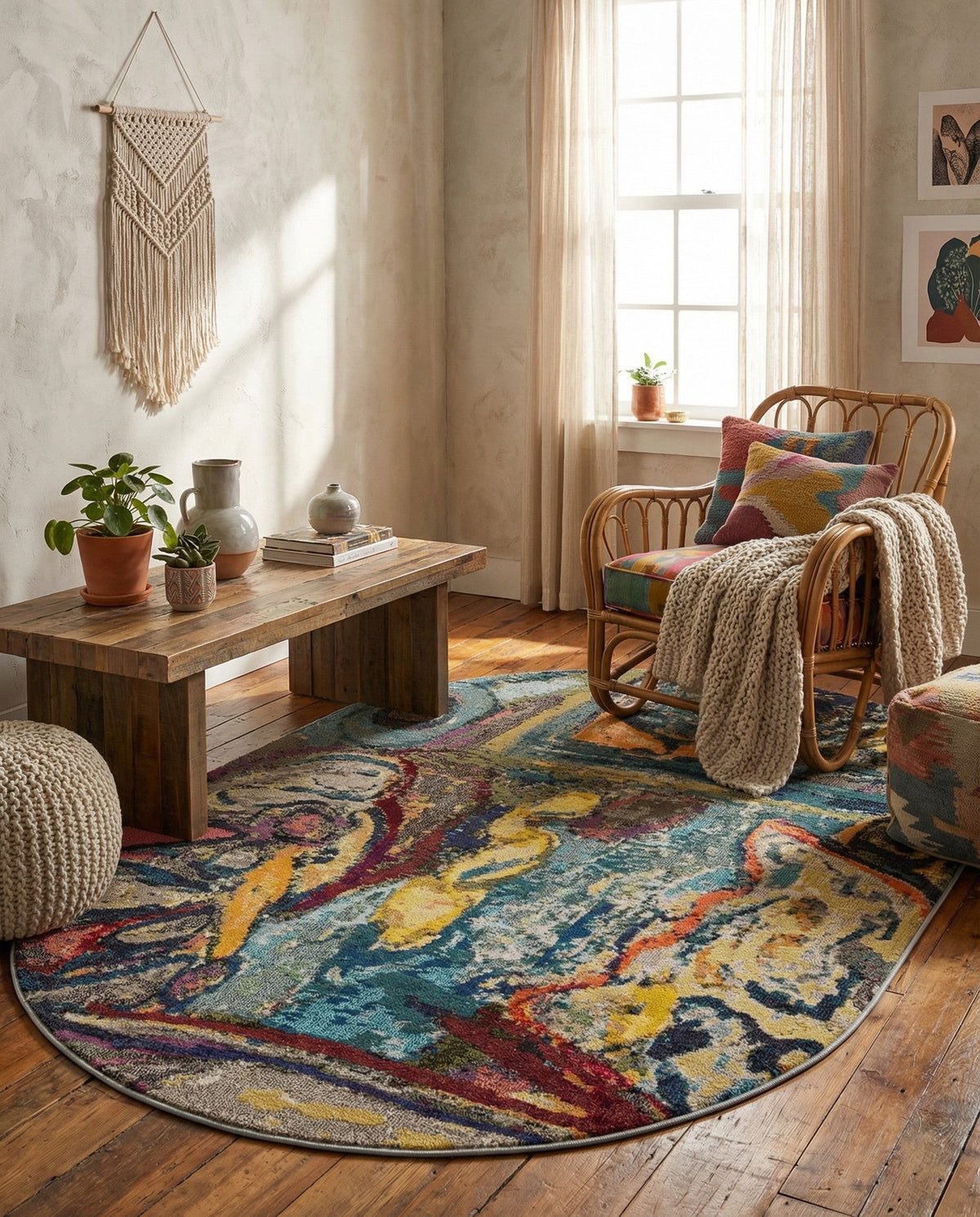 Autumnal Tapestry Collection Area Rug - Harvestville Oval Multi  lifestyle 107