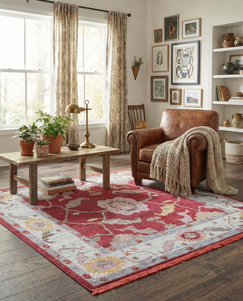Arcadia Rugs Collection Area Rug - Eden (Red) Square Red  lifestyle 76
