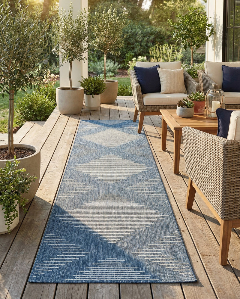 Urban Terrace Collection Area Rug -  Chelsea (Blue) Runner Blue  lifestyle 74