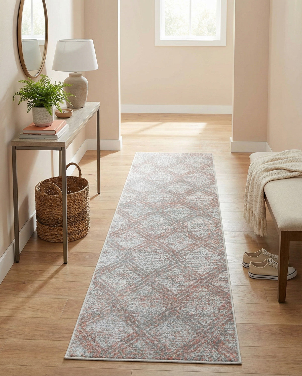 Aegean Elegance Washables Collection Area Rug -  Tinos Runner Rose Pink  lifestyle 149