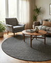Seaside Serenity Collection Area Rug - Veranda (Black) Round Black  lifestyle 52