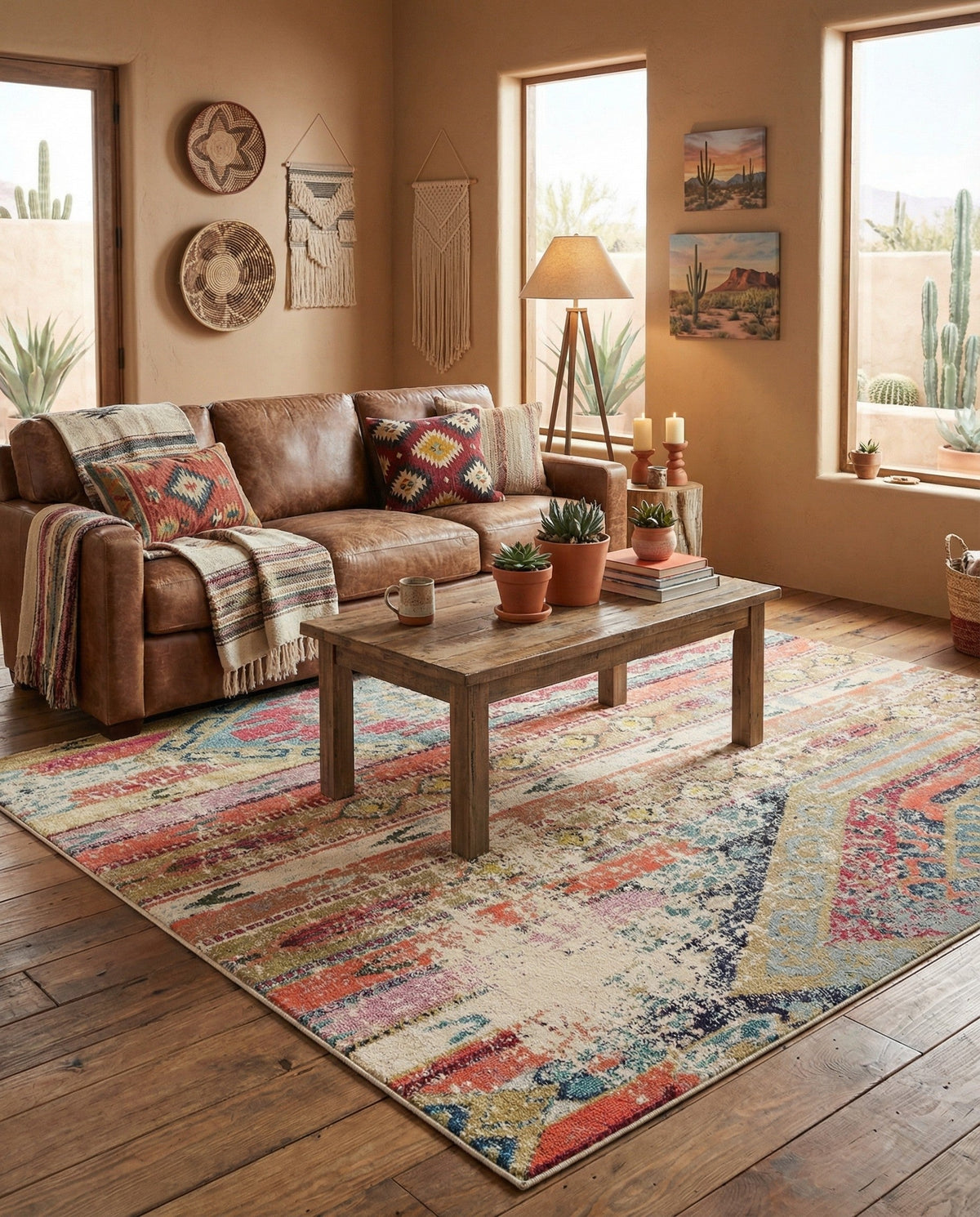 Sedona Vista Collection Area Rug -  Cholla Square Multi  lifestyle 53