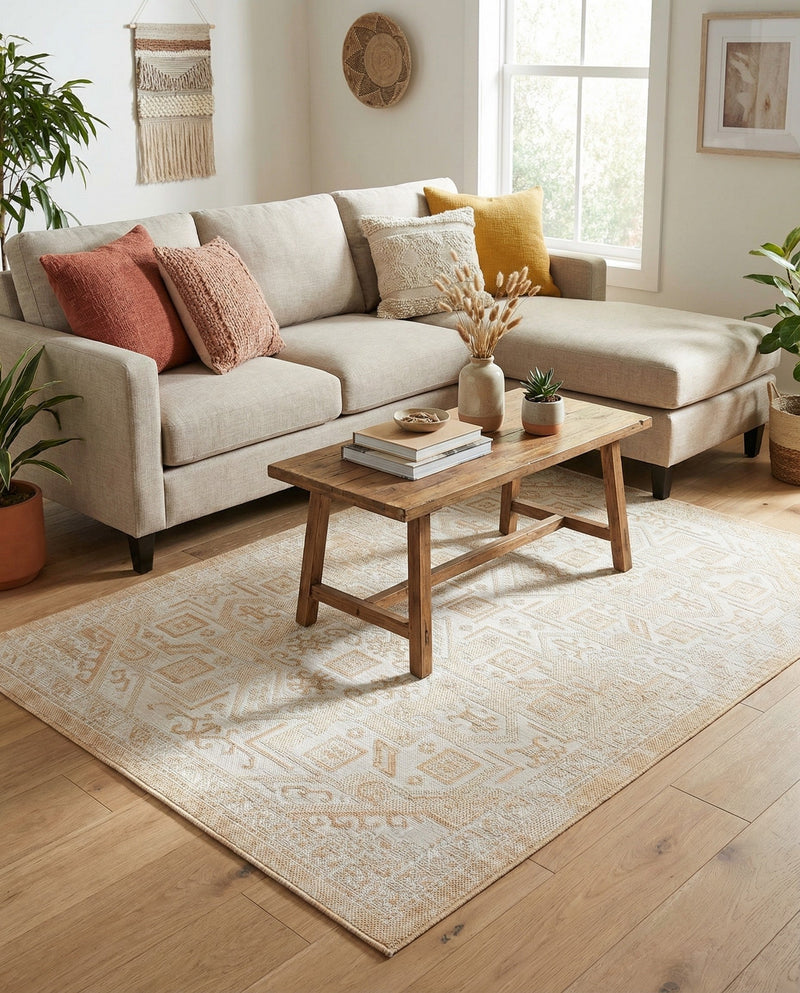Tribal Terrace Treasures Collection Area Rug - Mayan Marina (Natural) Rectangle Natural  lifestyle 4