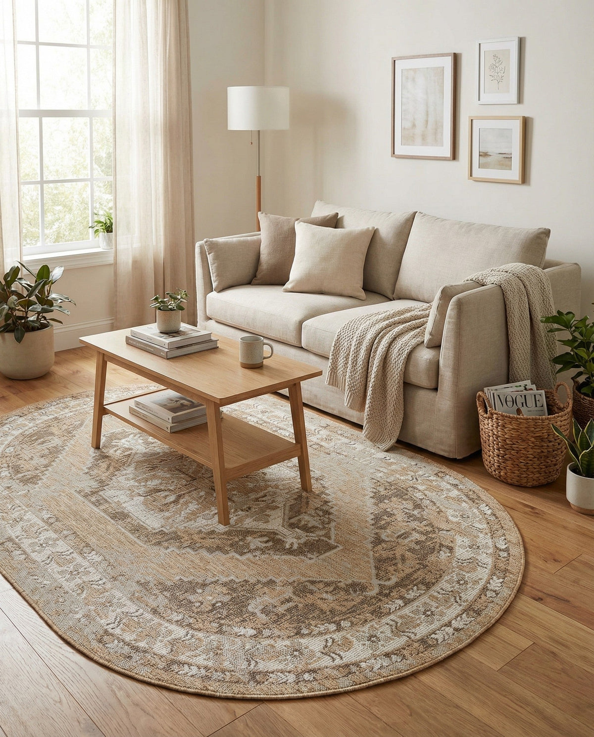 Patio Heritage Collection Area Rug -  Augusta (Natural) Oval Natural  lifestyle 87