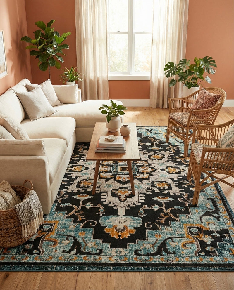 Outdoor Marrakesh Collection Area Rug -  Essaouira Rectangle Navy Blue  lifestyle 11