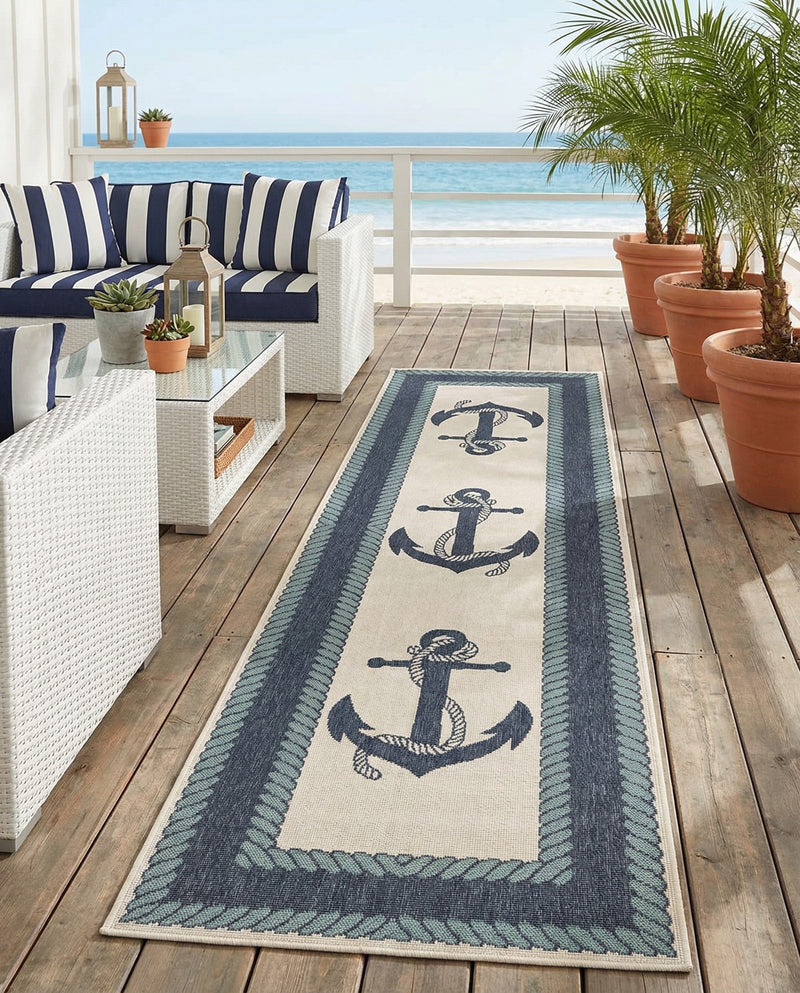 Seaside Haven Rugs Collection Area Rug -  Coralreef Runner Navy Blue  lifestyle 84