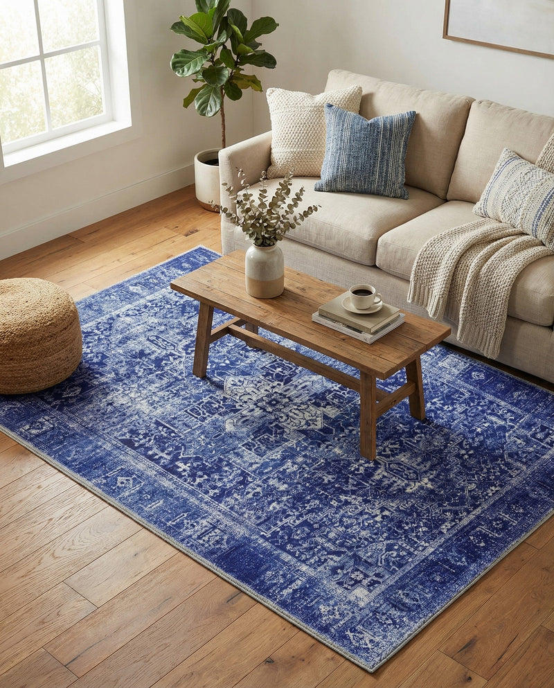 Heritage Elegance Collection Area Rug -  Windsor (Navy Blue) Rectangle Navy Blue  lifestyle 6