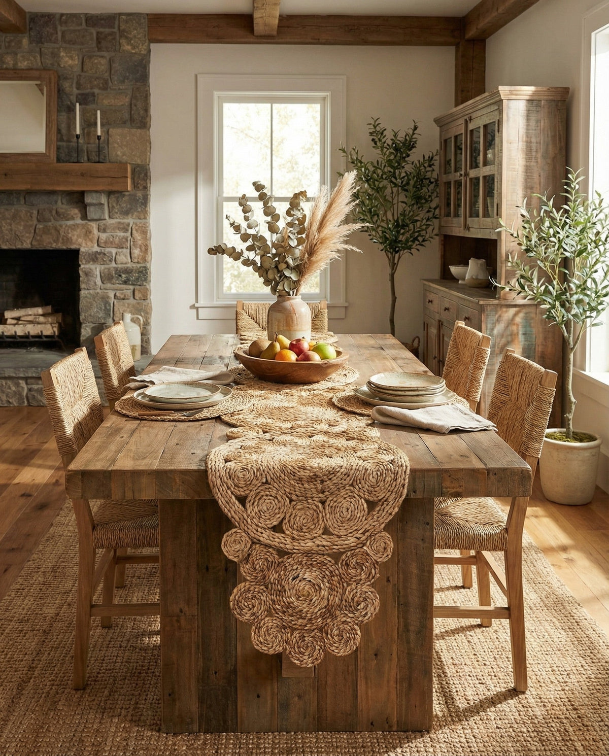 Woven Seaside Jute Collection Area Rug - Whittaker Table Runner Natural  lifestyle 39