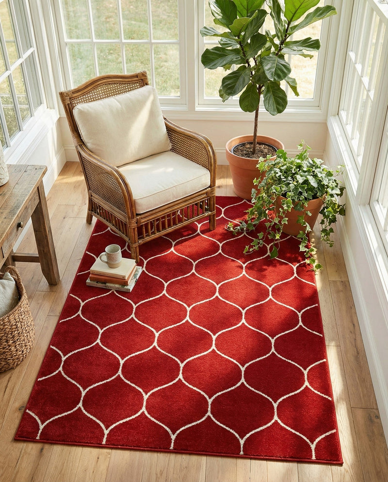 Trellis Mosaic Collection Area Rug -  Pergolatown (Red) Rectangle Red  lifestyle 17