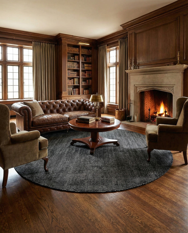 Berkshire Estate Collection Area Rug - Windsor (Blackberry) Round Blackberry  lifestyle 77