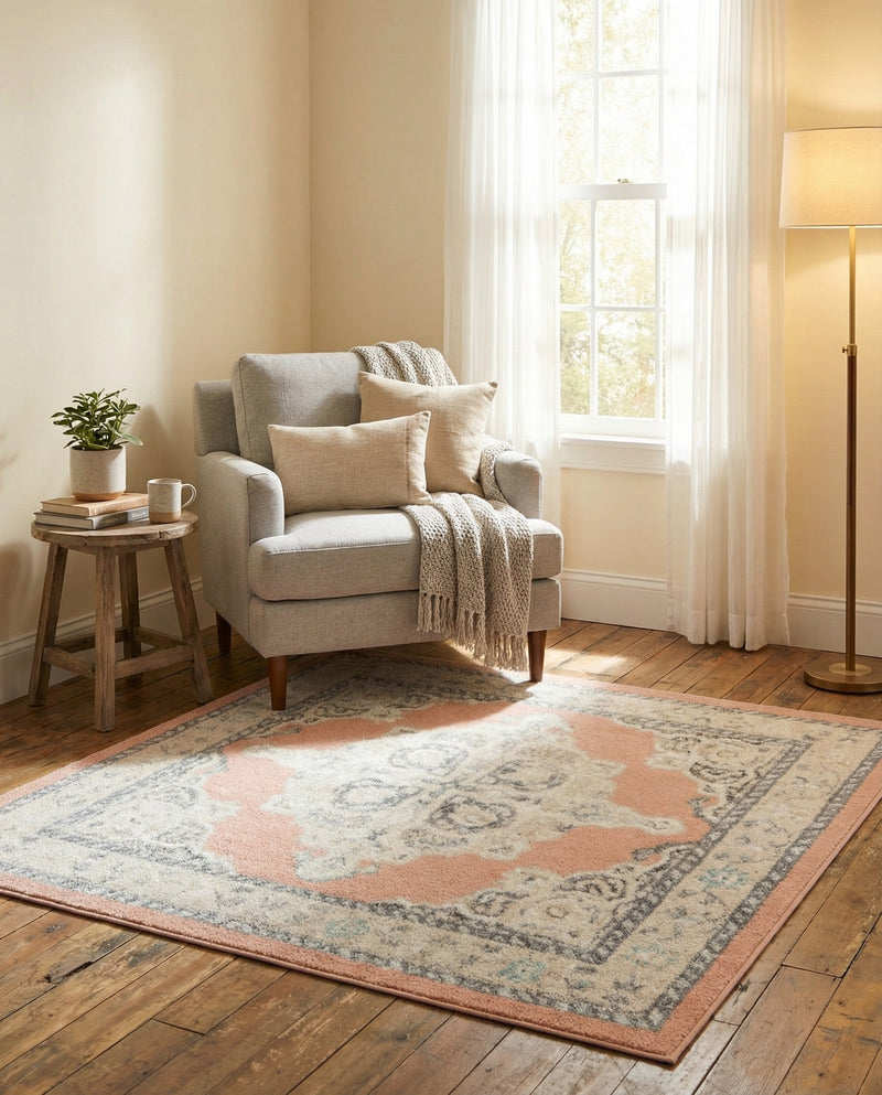 Beverly Grove Collection Area Rug -  Fairfax (Rose) Square Rose  lifestyle 33