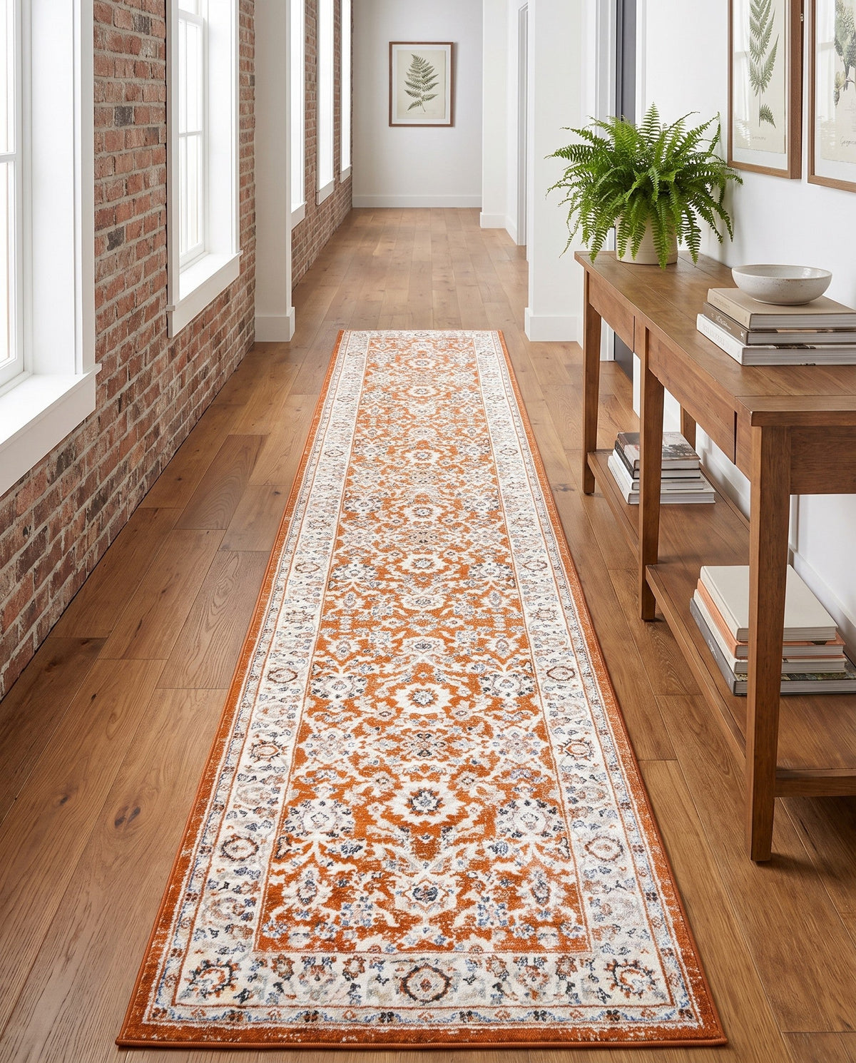 Savannah Elegance Collection Area Rug - Augusta (Rust Red) Runner Rust Red  lifestyle 97