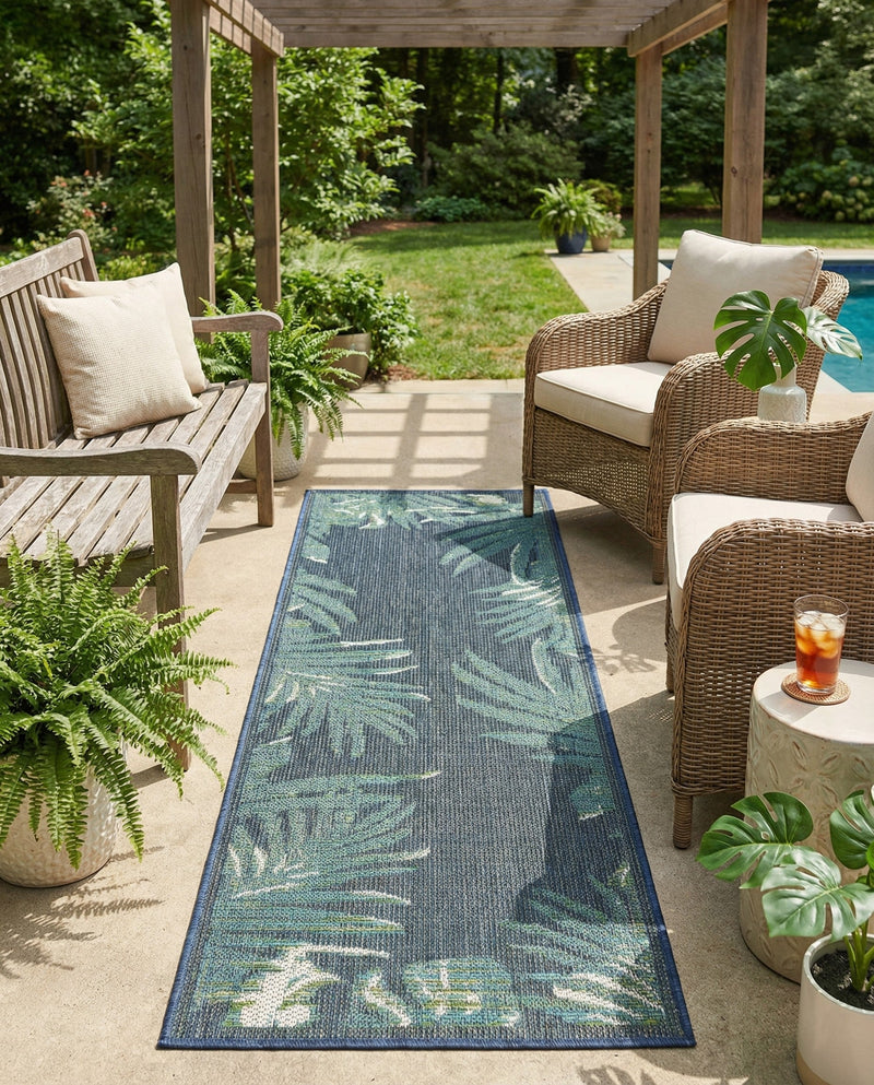 Coastal Terrace Collection Area Rug -  Anchor Runner Navy Blue  lifestyle 73