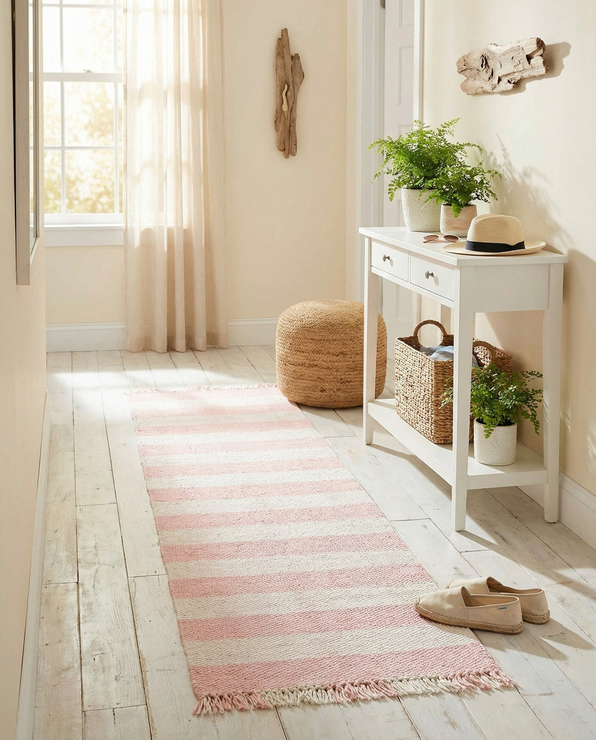 Sustainable Grid Indoor-Outdoor Oasis Collection Area Rug - Savannah Runner Pink  lifestyle 121