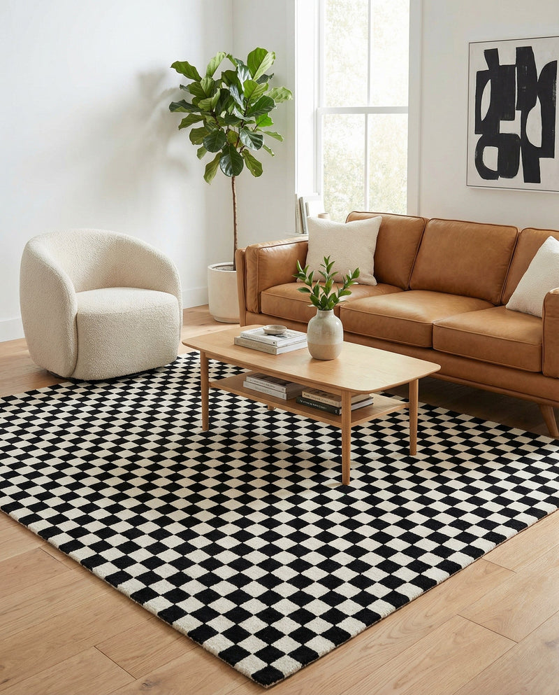 Shepherd's Glen Wool Collection Area Rug - Reykjavik Rectangle Black and White  lifestyle 33