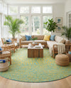Urban Oasis Rugs Collection Area Rug -  Terrace (Yellow and Aqua) Round Yellow and Aqua  lifestyle 51